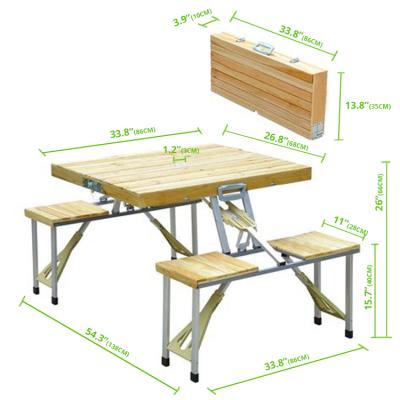 China 123Sports Camp Outdoor Portable Foldable Picnic Aluminum Metal Wood Camping Table and Chair Easy Carry Folding Set for sale