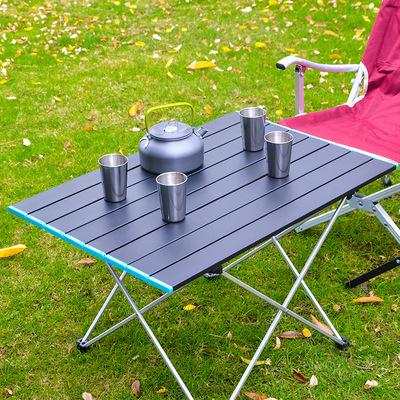 China Logo Lightweight Adjustable Height Leg Outdoor Portable Easy Carry Foldable Aluminum Camping Table For Picnic for sale