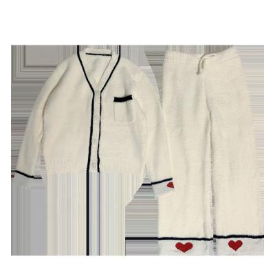 China 2022 Luxury Fleece 2022 QUICK DRY Luxury 2 Piece Sleepwear Fuzzy Heart Shape Ladies Lounge Wear Comfortable 100%Polyester Latest Design Winter for sale