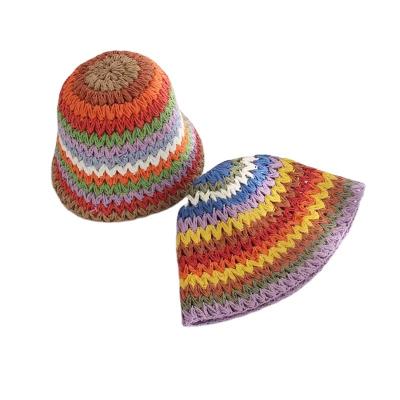 China New fashion sun y2k summer fashion rainbow embroidery adult multi color cheap bucket hats trending stylish custom logo for sale