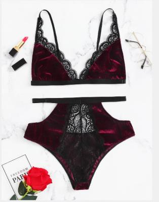 China Sets 2021 New Velvet Fun Underwear Lingerie Women's Two Piece Sets for sale