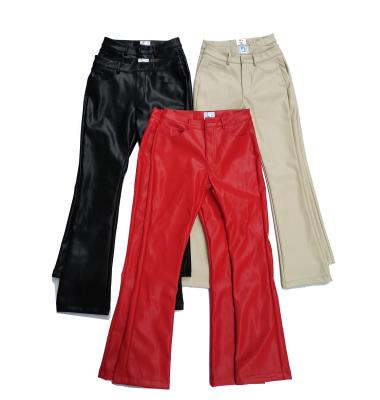 China High Quality Anti-Wrinkle Anti-Wrinkle PU Leather Pants Flared Pants For Men for sale