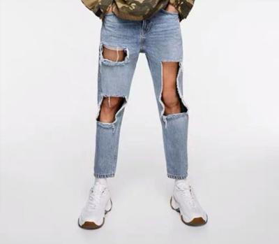 China Breathable fashion breathable brands street wear crazy men's big hole ripped ripped jeans men for sale