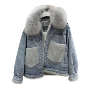 China Luxury Winter Faux Fur Jackets Ladies Breathable Faux Fur Denim Jackets Coats And Jacket For Woman for sale