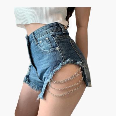 China 2020 new trend women's denim hot pants sexy women's jeans chain shorts QUICK-DRY QUICK-DRY for sale