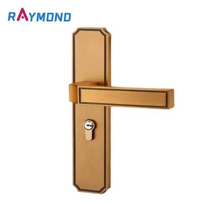 China Aluminum Alloy Luxury European Yellow Antique Bronze Panel Handle Door Style Indoor Door Lock for sale