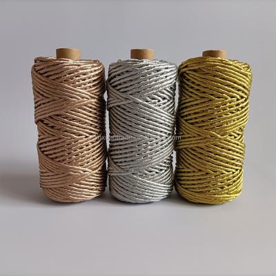 China Home Decor Vintage 3mm Gold Macrame Yarn Brown Macrame Yarn Metallic Silver Wind Red Metallic Macrame Cord for sale