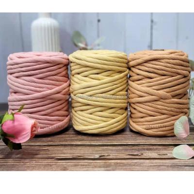 China Wholesale Home Decor 9mm 4colors Recycled Cotton Twisted Natural Single Strand Macrame Rope 500g for sale