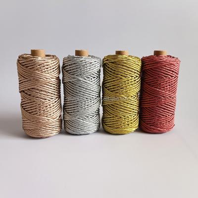 China Home Decor Pretty Gold Color Eco-friendly High Quality Home Decor Silver Wine Red 3mm Single Strand Macrame Macrame Rope for sale