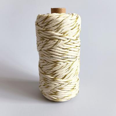 China Home Decor Metallic Twine Twisted with Silver Metallic Gold Macrame Twine 3mm Cotton Craft Twine for sale