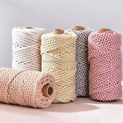 China 300g 80m Sustainable Grid Pattern Sheweave Macrame Rope Braid Cotton Rope Metallic Rope Sale By Yards for sale