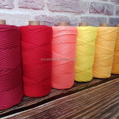 China Sustainable Sage Mustard Handmade Craft 3mm Pink Black Red Green Cotton Purple Macrame Rope Braided for sale