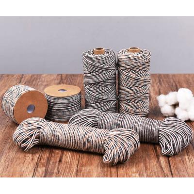 China Gray Black Series 5.0MM Braid Macrame Rope Braid Cotton Rope Eco-Friendly Dyeing Chestnut Sale In Rolls for sale