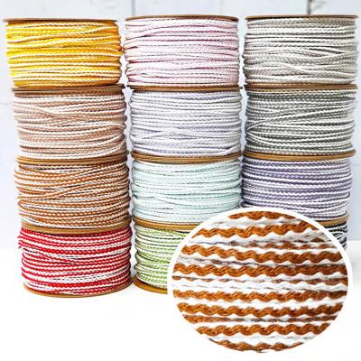 China Various Colors Viable 50yards 3.5MM 100% Cotton Ropes Crocheted Knitted Macrame Rope Two Tone Rope for sale