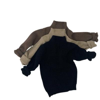 China Sweater Solid Color Basing Shirt Child Sweater Pullover Autumn Winter Turtle Neck Loose Sweater for sale