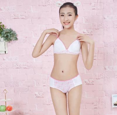 China Teen Girls Antibacterial Cotton Underwear Set Girls Bra Set Printed Bra Panties Set Youth Underwear Age 12-16 for sale