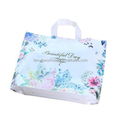 China Custom Printed Plastic Bag BIODEGRADABLE Logo Design LDPE/HDPE Handle Die Cut Bag Shopping Bag for sale