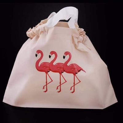 China Recyclable Custom Food Delivery Takeaway Restaurant Tote Bag Design Your Own Logo PE Heat Seal Handle Takeaway Carry Bag Recyclable for sale