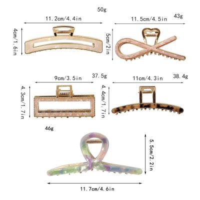 China Custom Large Multi Style Hair Claw Ladies Hair Accessories Factory Direct Selling Metal Acetate Sheet Fixed Hair Claw for sale