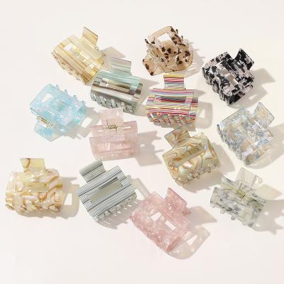 China Simple Fixed Mini Hair Claw Clips Ladies Hair Accessories Square Acetate Hair Claw Fashion Hair Accessories Wholesale for sale