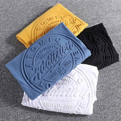 China OEM T-shirt High Quality Manufacturer Anti-Wrinkle Vendor Custom T-shirt Cotton Plus Size 3D Embossed Men's T-Shirts for sale