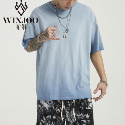 China Custom Hip-Hop Style Men's New Arrival Gradient Color Anti-wrinkle Cotton Simple Loose Men's T-Shirt Oversized T-Shirt For Men for sale