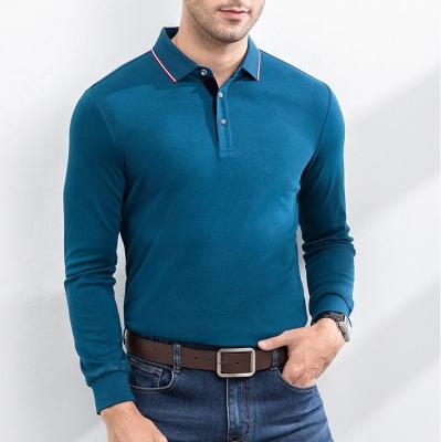 China 2022 New Products Support OEM Logo Custom Cotton Formal Business Golf Long Sleeve Anti-Wrinkle Polo Shirt For Men for sale