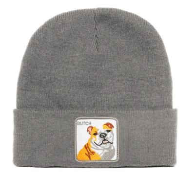 China COMMON Custom Adult Kids Cash Dog Virago Embroider Men And Women Knitting Animal Beanie Hat for sale