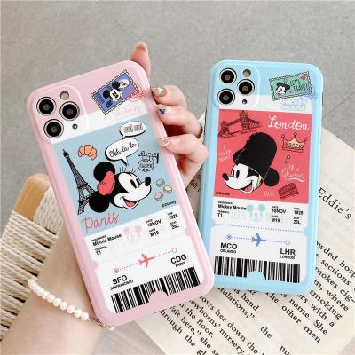 China 3D Cartoon IMD Mouse Air Ticket Phone Cover Camera Lens Protective Shockproof Soft Phone Case for iPhone 7 8 plus 11 pro 12 pro 13 max for sale