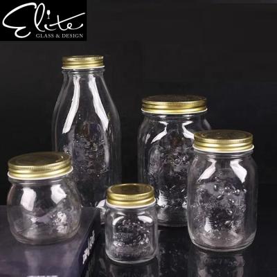 China 150ml 300ml 500ml 1000ML Mason Jar Glass Bottle For Food Candy With Screw Cap Honey Glass Jar for sale