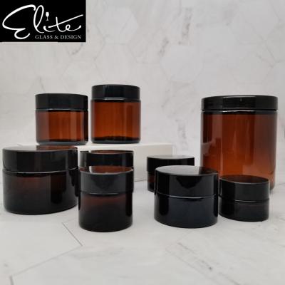 China Wholesale 5g 10g 20g 30g 50g Face Cream Jar Amber Blue Clear Frosted Glass Cosmetic Glass Jar for sale