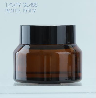 China 15g 30g 50g Cosmetic Popular Oblique Shoulder Amber And Frosted Brown Glass Cosmetic Cream Jar for sale