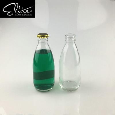 China Factory Supply Beverage Round 200ml Glass Bottles For Juice Soda With Crown Lid for sale