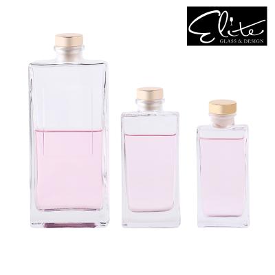 China New Holesale 150ml Gift Mold Clear Square Tubular Diffuser Glass Bottle With Cork Cap for sale