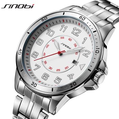 Cina Sinobi New Casual Sport Chronograph Men's Watch S9860 Stainless Steel Band Wristwatch Big Dial Luminous Pointers Quartz Watch in vendita