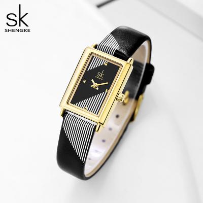 Cina Shengke New Designer Watch For Women Rectangle Ladies Wristwatch Elegant Leather Band Quartz Movement Relogio Feminino in vendita