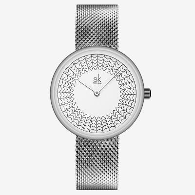 China Latest Design SK Branded 0126 Urban Elegant Women Watch Simple and Concise Sword Hand Daily Waterproof Mesh Watch Female for sale