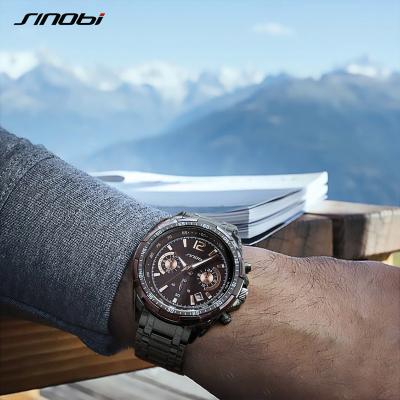 Cina SINOBI Brand Men's Luminous Watches Three Small Needles Multi-functional Watch 24 Hour Date Window Men Wrist Watch S9696G in vendita