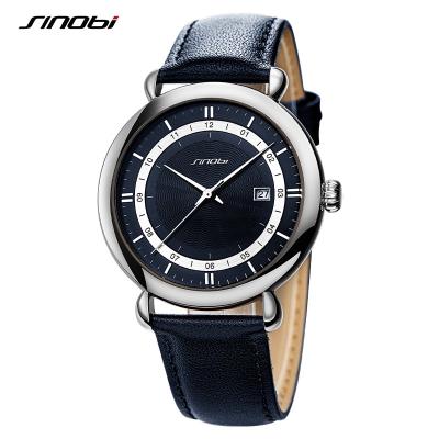 China SINOBI Brand Genuine Leather Watches Men's Charm Business Watch Delicate Auto Date Men Watches 9844 for sale