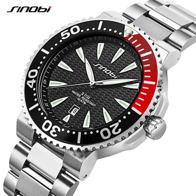 Cina SINOBI Watch Men WristWatches Luminous Pointer Diver watch Luxury Brand Male Sports Fashion Quartz Watches in vendita