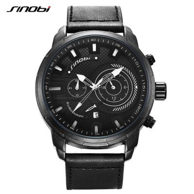 China Sinobi Brand Mens Watches Luxury Luminous Chronograph Quartz Man Wristwatch Fashion Leather Sports Male Watch S9786G for sale