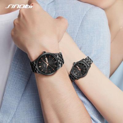 Cina Black/Silver/Gold Stainless Steel Classic Couple Watches Day/Date Pointer Watch Luxury Women Alloy Watch 9832 in vendita