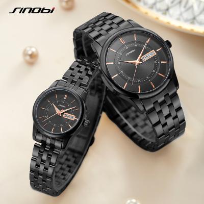 Cina Sinobi 9832 Silver/Gold/Black Stainless Steel Band Classic Watches for Lovers Luxury Couple Watch Minimalist Pair Alloy Watches in vendita