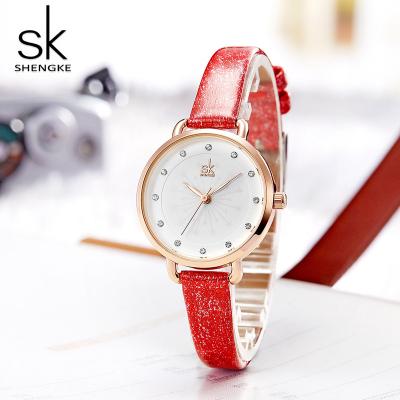 China Red/Blue Wrist Watch Rose Gold Alloy Case Diamond Index Luxury Quartz Watch Firework Pattern Romantic Girls Watch K8031 for sale