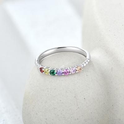 China Luxury Sterling Silver Zircon Ring Fashion Jewelry Colored Diamond Ring New Light Wholesale Lead Free Nickel Free S925 2mm for sale