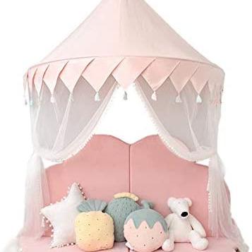 China Anti Dust Mite Princess Nusery Kids Castle Play Tent Bed Canopy Mosquito Net Bedding Decor For Kid Girl's Bed for sale