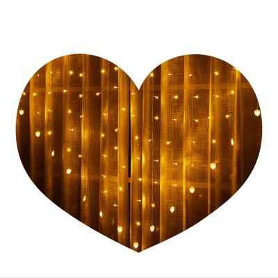 China Heart Shape LED Curtain Heart Screen String Lights Outdoor Christmas Window Fairy Lights Garland Hearts For Wedding Decoration for sale