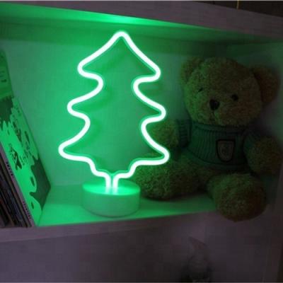 China Wholesale Festival/Christmas/Christmas Decoration/Party Tree Night Green Neon Light Standing Plastic Battery Operated 3AA Base Cute And Lovely Gifts For Kids White for sale