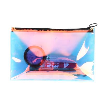 China Fashion Laser TPU Storage Bag With Teeth Zipper Plastic Waterproof Cosmetic Bag Gift Bag for sale