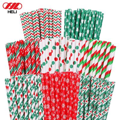 China Disposable Custom Design Colorful Party Christmas China Decoration Paper Straw for sale